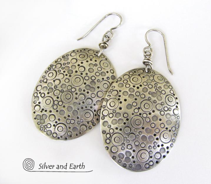 Impressive oversized cheapest modernist structural sterling silver earrings.